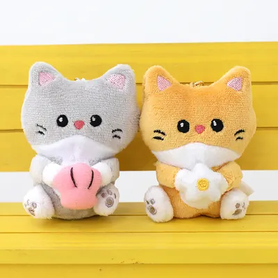 꼬옥냥이 고양이 가방고리 키링 인형, 그레이, 8cm, 1개