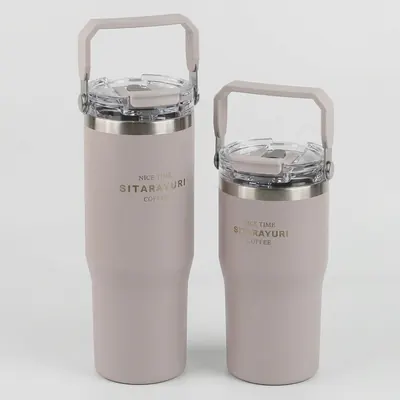 시타 빨대 스텐 보온보냉 손잡이 텀블러, 딥퍼플, 600ml, 1개