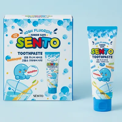 센토 주니어 세이프 고불소 구취케어 치약 풍선껌향, 120g, 4개