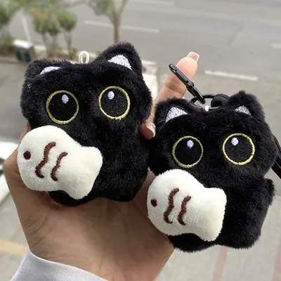 검은 고양이 인형 키링, 블랙, 1개