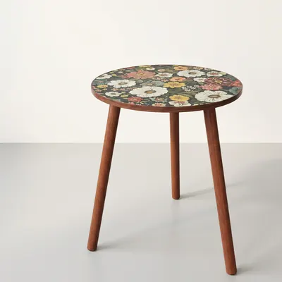 윈프라이스 레트로 꽃무늬 사이드 테이블, 39cm