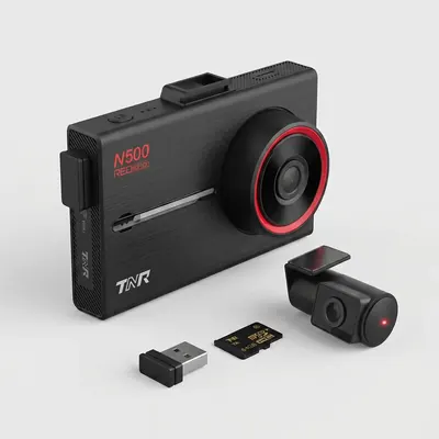 현대티앤알 2채널 FHD+FHD 고화질 블랙박스 N500, WiFi, 64GB, 본체+와이파이동글, 1개