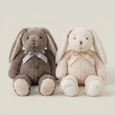 데데리트 안고자는 보들보들 귀여운 모카 토끼 애착 선물용 봉제 인형, 아이보리, 1개