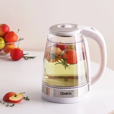 키친플라워 쿠킨 세이프 이중 유리 전기포트, 1.8L, 1개