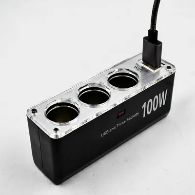 Rozet 차량용 멀티 시거잭, RX-6800, 3구 소켓 2구 USB, 블랙, 1개