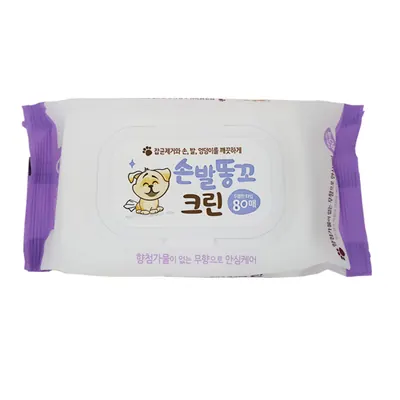 펫크린 손발똥꼬 크린 캡형 애견 물티슈, 80매입, 10개