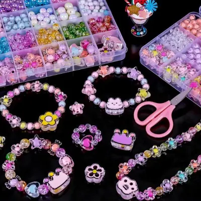 애니윙 DIY 야광 반짝이 비즈 공예 악세사리 만들기 세트, 야광별빛, 500pcs