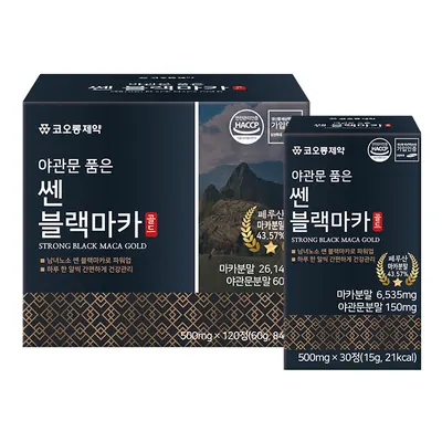 코오롱제약 야관문 품은 쎈 블랙마카 골드, 500mg, 30정, 4개