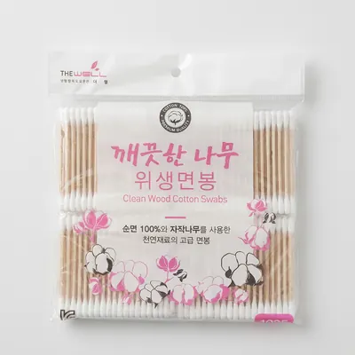 더웰 깨끗한 나무 위생 면봉, 400개입, 1개