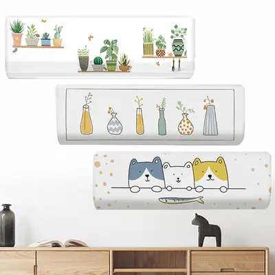 벽걸이에어컨 스판 커버, 고양이가족, 소형 80x27x20cm, 1개
