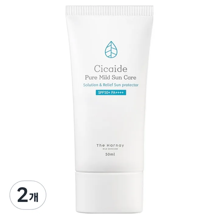 더하르나이 시카이드 무기자차 선크림 SPF50+ PA++++, 50ml, 2개