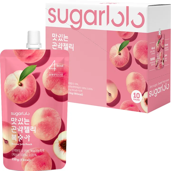 슈가로로 맛있는 곤약젤리 복숭아, 10개, 150ml