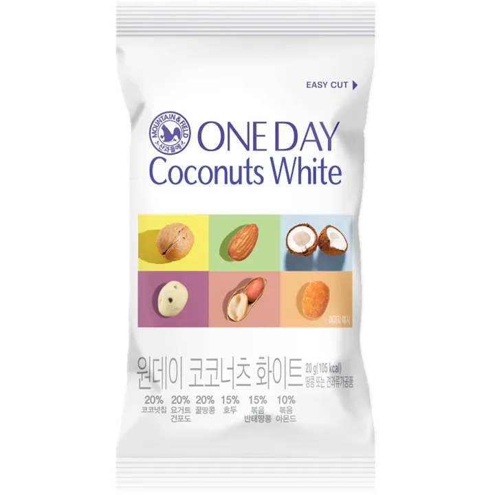 산과들에 원데이 코코너츠 화이트 50봉 / 코코넛 하루견과, 20g, 50개
