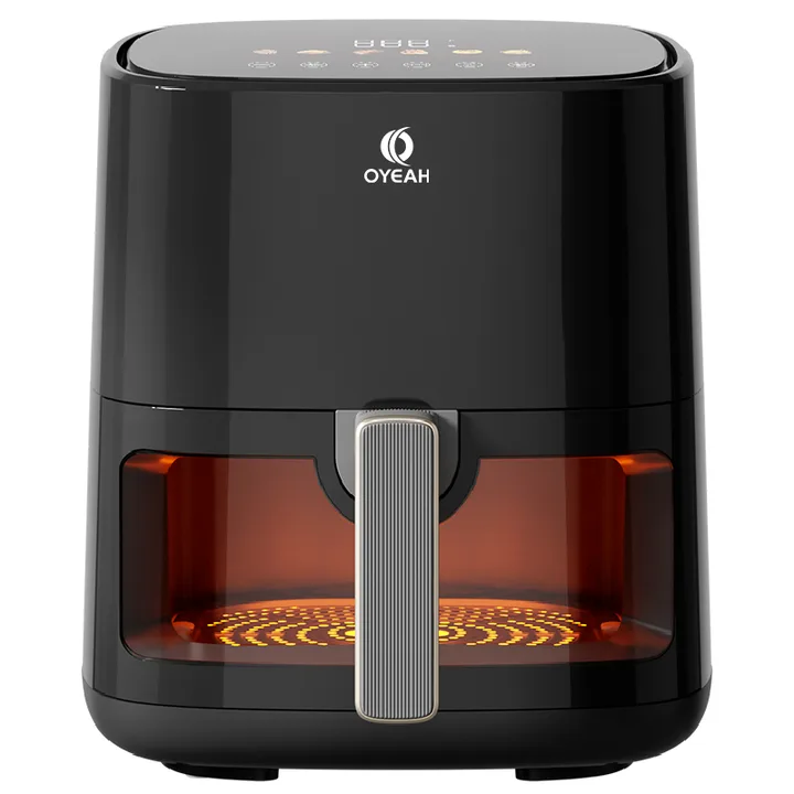 OYEAH 저소음 에어프라이어 5.0L 시각화 대용량, 블랙