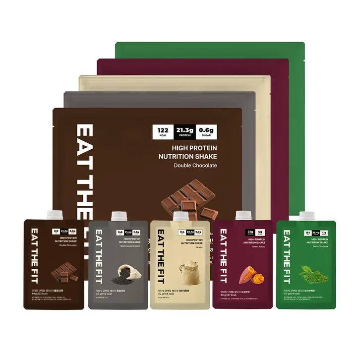 잇더핏 단백질 쉐이크 5주플랜 (더블초코1주+흑임자1주+미숫가루1주+고구마1주+녹차라떼1주), 40g, 35개