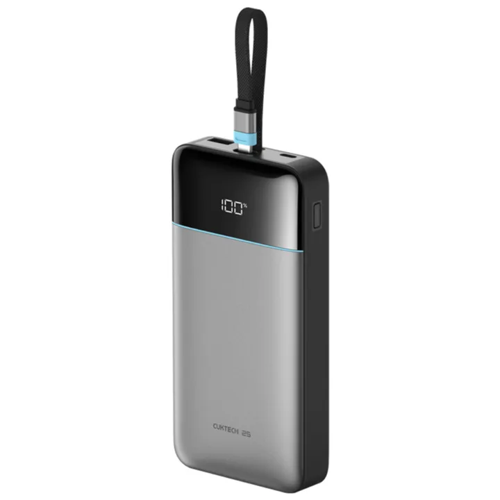 CUKTECH 쿡테크 25 SE 파워뱅크 25000mAh 100W 일체형 보조배터리 전력 표시, 그레이, LPB252N