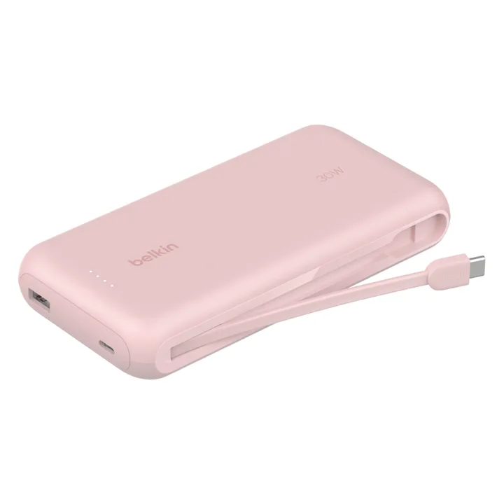 벨킨 부스트차지 케이블 일체형 보조배터리 20K 20000mAh C타입, 핑크, BPB024fq