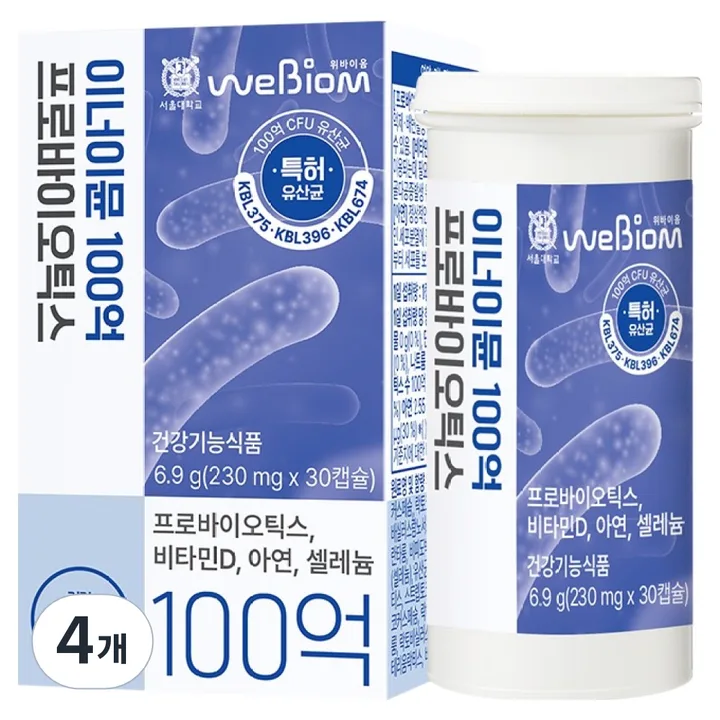위바이옴 이너이뮨 100억 프로바이오틱스, 30정, 4개