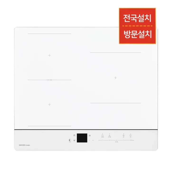 [전문설치]나비엔매직 전기레인지 3구인덕션 스노우화이트 방문설치, 빌트인, ERI-3483AF