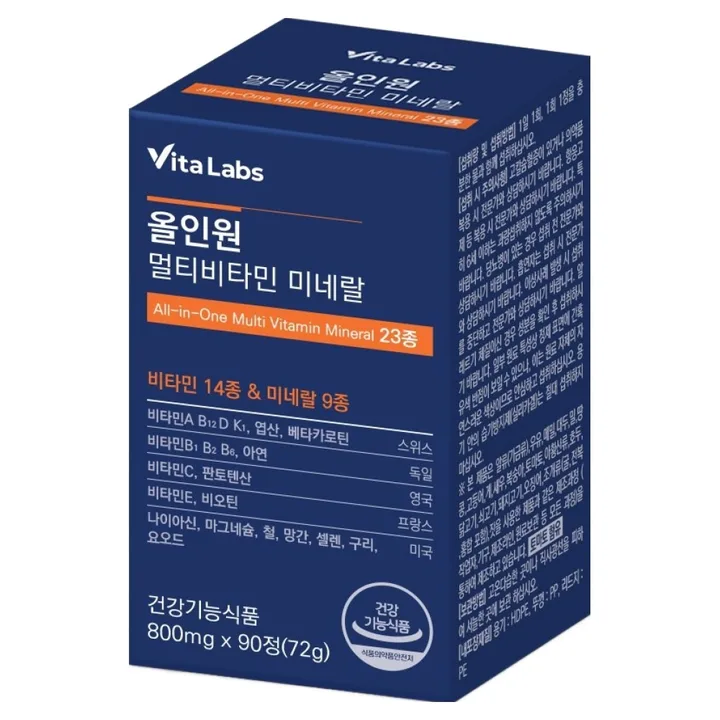 VitaLabs 올인원 멀티비타민 미네랄 23종 72g, 1개, 90정