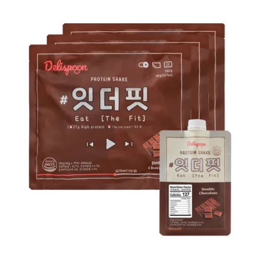 델리스푼 단백질 쉐이크 잇더핏 더블초코맛, 40g, 21개