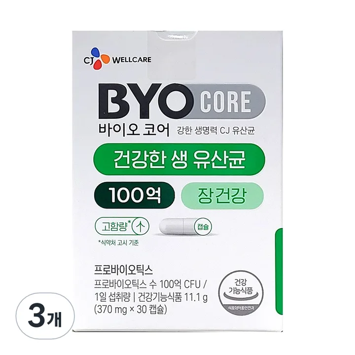 바이오코어 100억 식물성 유산균 캡슐, 30정, 3개