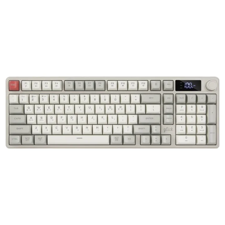지클릭커 오피스프로 사일런스 M RGB 풀윤활 무소음 블루투스 LCD 무선 키보드, Retro, WK50 LCD 98키, 제조사축