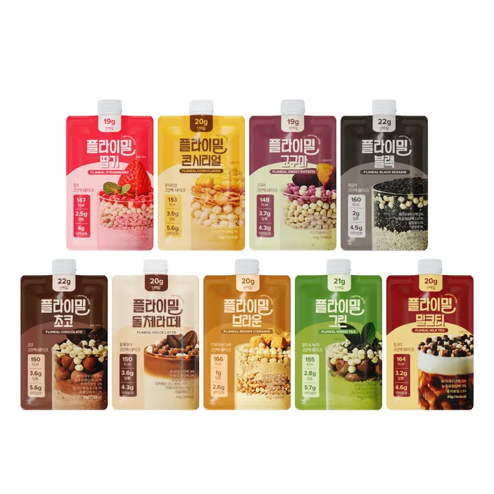 플라이밀 단백질 쉐이크 파우치 스타터팩 9종, 9가지 맛