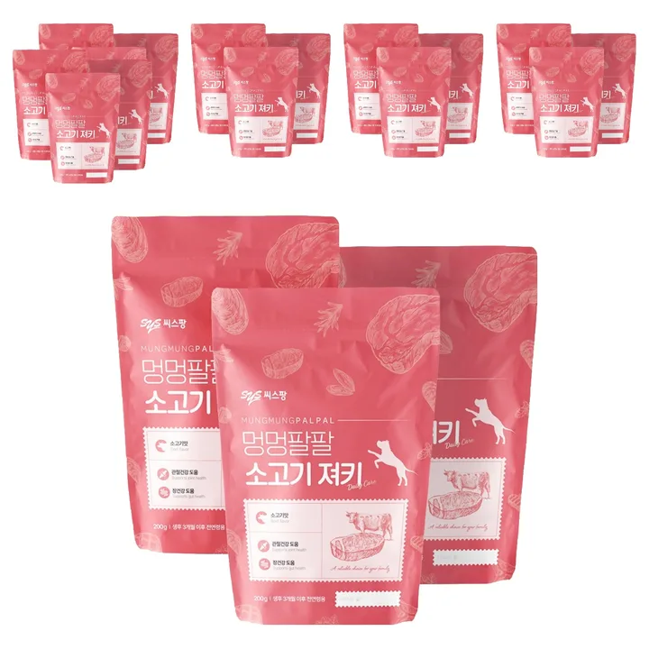 멍멍팔팔 져키, 소고기맛, 200g, 18개