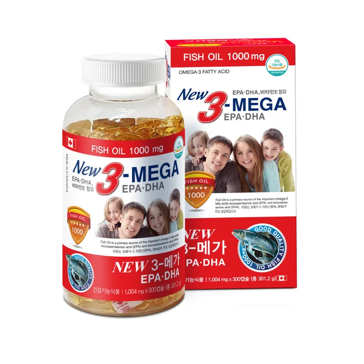 프리미엄 캐나다 오메가3 1000mg New3-MEGA EPA & DHA 비타민E 함유 300캡슐
