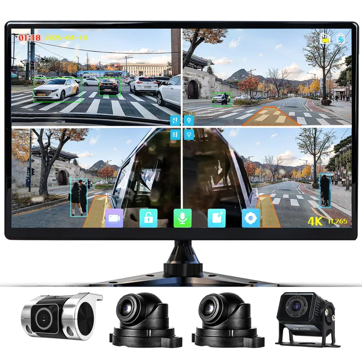 WINANON 4채널 터치 화물차 블랙박스 4K고화질 AI 생체인식 시스템 10.1인치 800만화소 1080P 128G 트럭 차량 풀세트, 사은품 9종 세트, 128GB