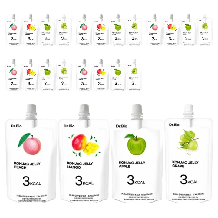 파우치 곤약젤리 130g 복숭아 6p + 사과 6p + 망고 6p + 청포도 6p 세트, 1세트